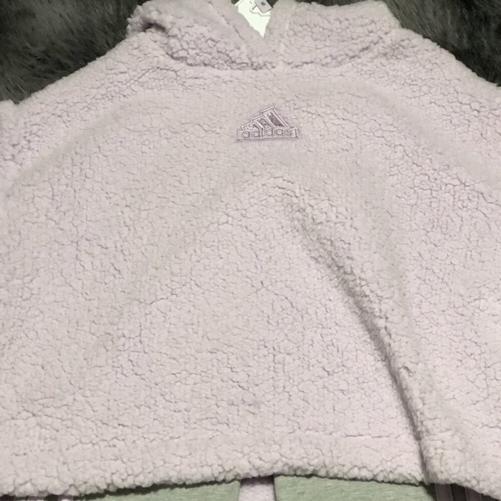 Adidas Girl's Long Sleeve Hood Sherpa Tights Set Little Kid, Size 6, 2 Piece - Picture 2 of 6